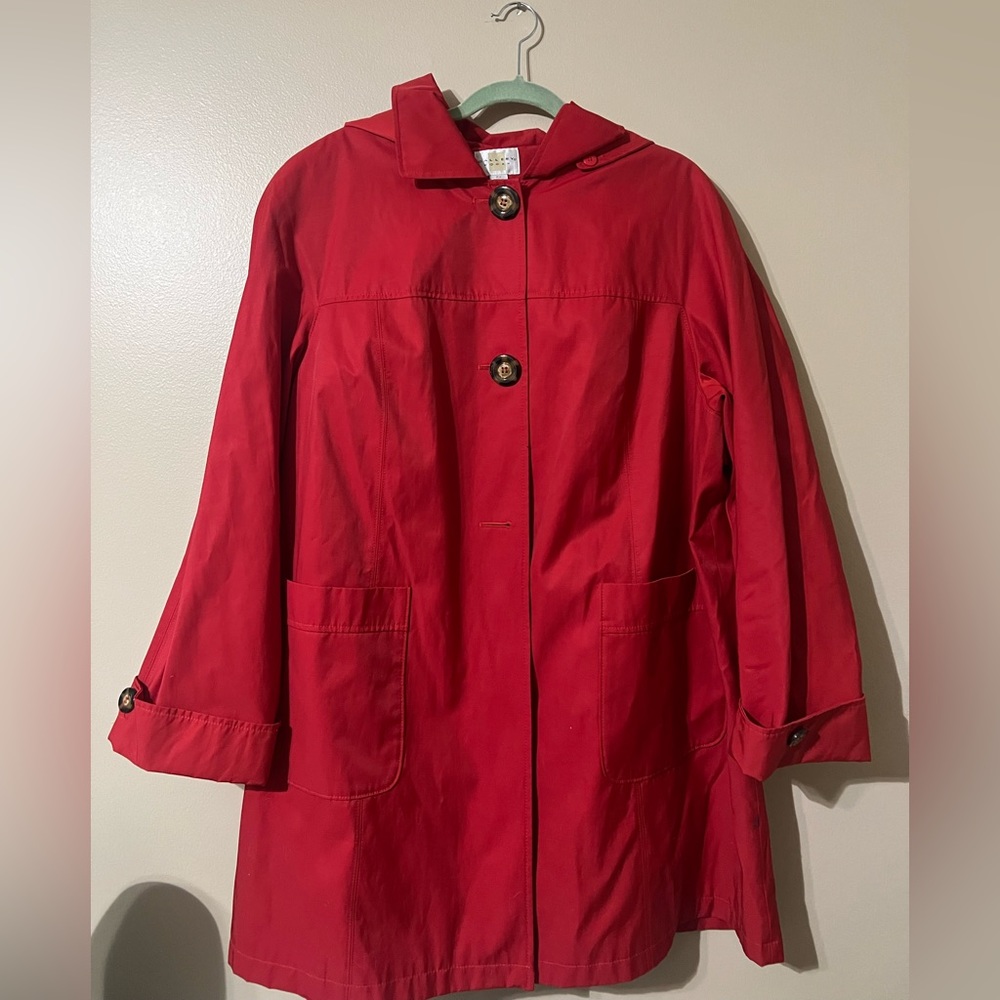 Red Jacket with hood by Gallery Woman 2X / raincoat/ versatile / spring jacket